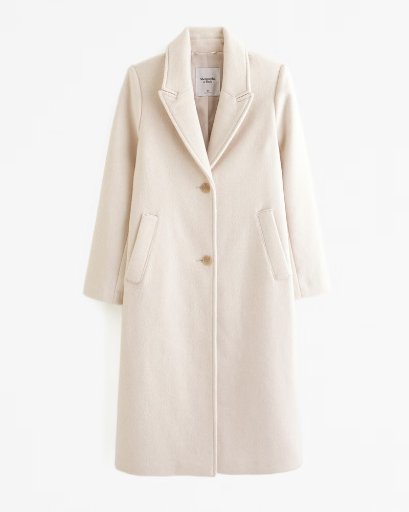 Wool-Blend Tailored Topcoat | Abercrombie & Fitch (US)