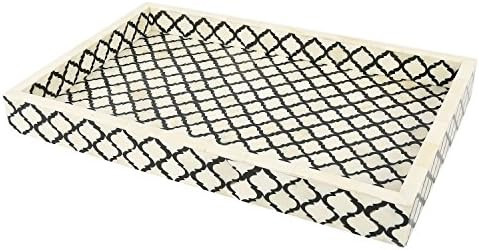 Moorish Moroccan Pattern Inspired Trays – Ideal Ottoman Tray – Multipurpose Bone Inlay Servin... | Amazon (US)