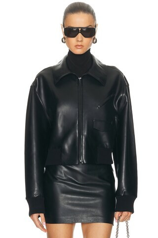 Norma Kamali Zip Front Classic Cropped Jacket in Black | FWRD 