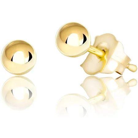 14K Yellow Gold Polished Ball Stud Earrings & 3-Pair Sets, All Sizes, Gold Ball Earrings for Women,  | Walmart (US)