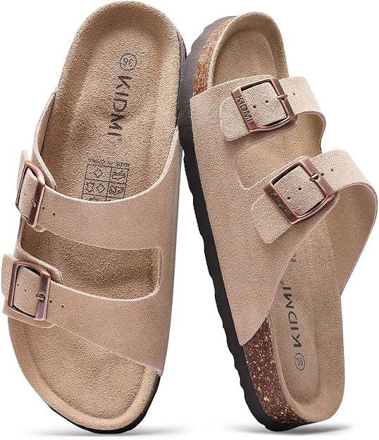 KIDMI Unisex Summer Sandals Arch Support Cork Footbed Slide Sandals with Double Adjustable Buckle... | Amazon (US)