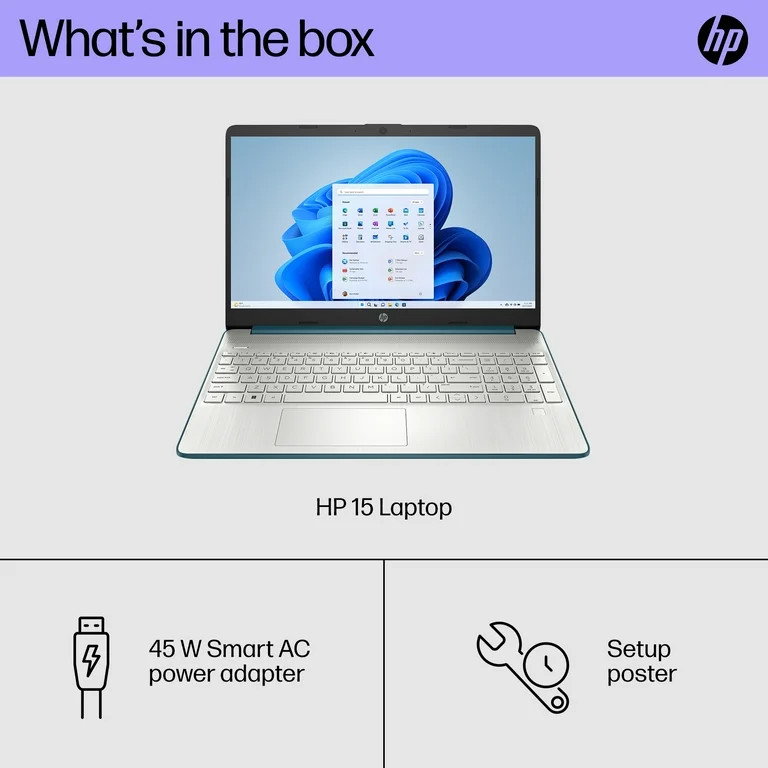 HP 15.6" FHD Laptop, Intel Core i7-1165G7, 16GB RAM, 512GB SSD, Spruce Blue, Windows 11 Home, 15-... | Walmart (US)