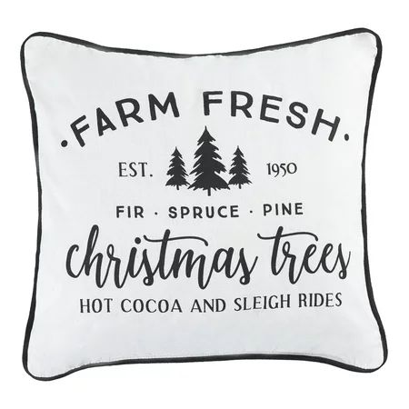 Holiday Time Farm Fresh Christmas Trees Decorative Throw Pillow, 16" x 16", White | Walmart (US)