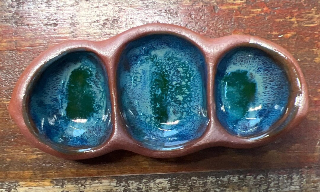 Three-pod dish in teal storm | Etsy (US)