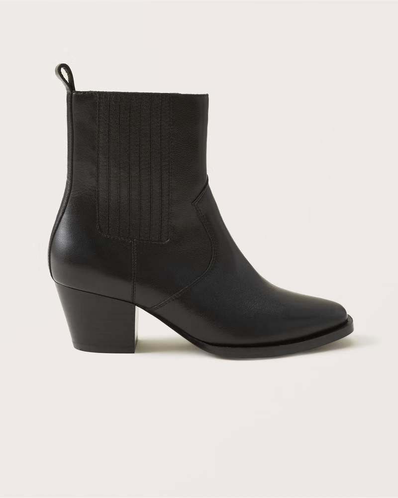 Women's Margaux Leather Western Ankle Boots | Women's Shoes | Abercrombie.com | Abercrombie & Fitch (US)