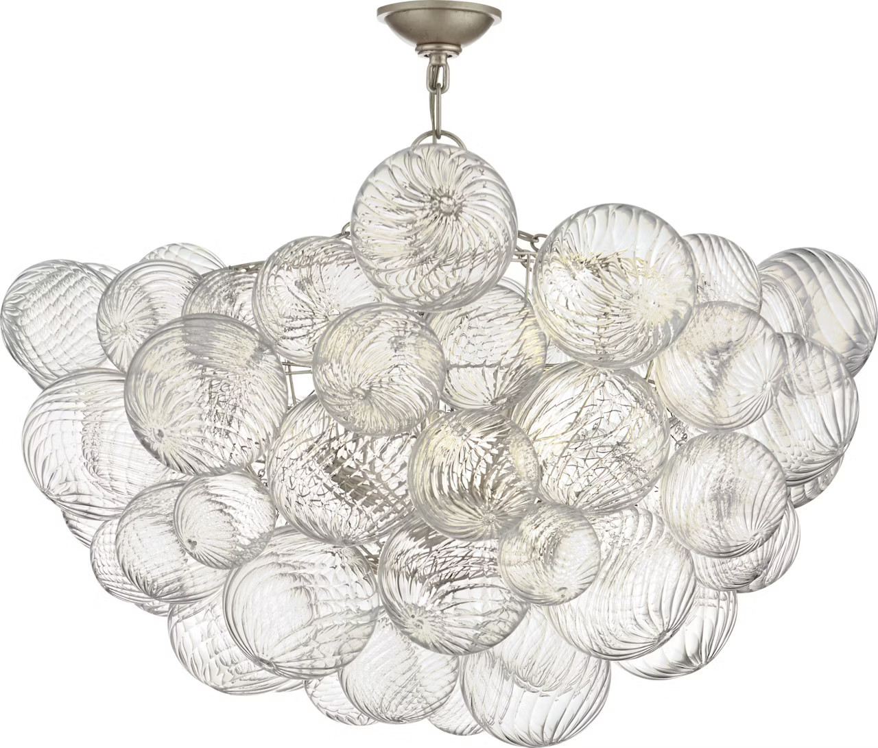 Talia 33" Semi-Flush Mount in Burnished Silver Leaf and Clear Swirled GlassVisual Comfort | Visual Comfort