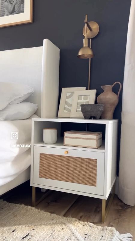 Loved styling these Nathan James nightstands and how perfect do they look with the Nathan James sconces?! Bedroom decor, bedroom styling, nightstand styling 

#LTKFind #LTKhome