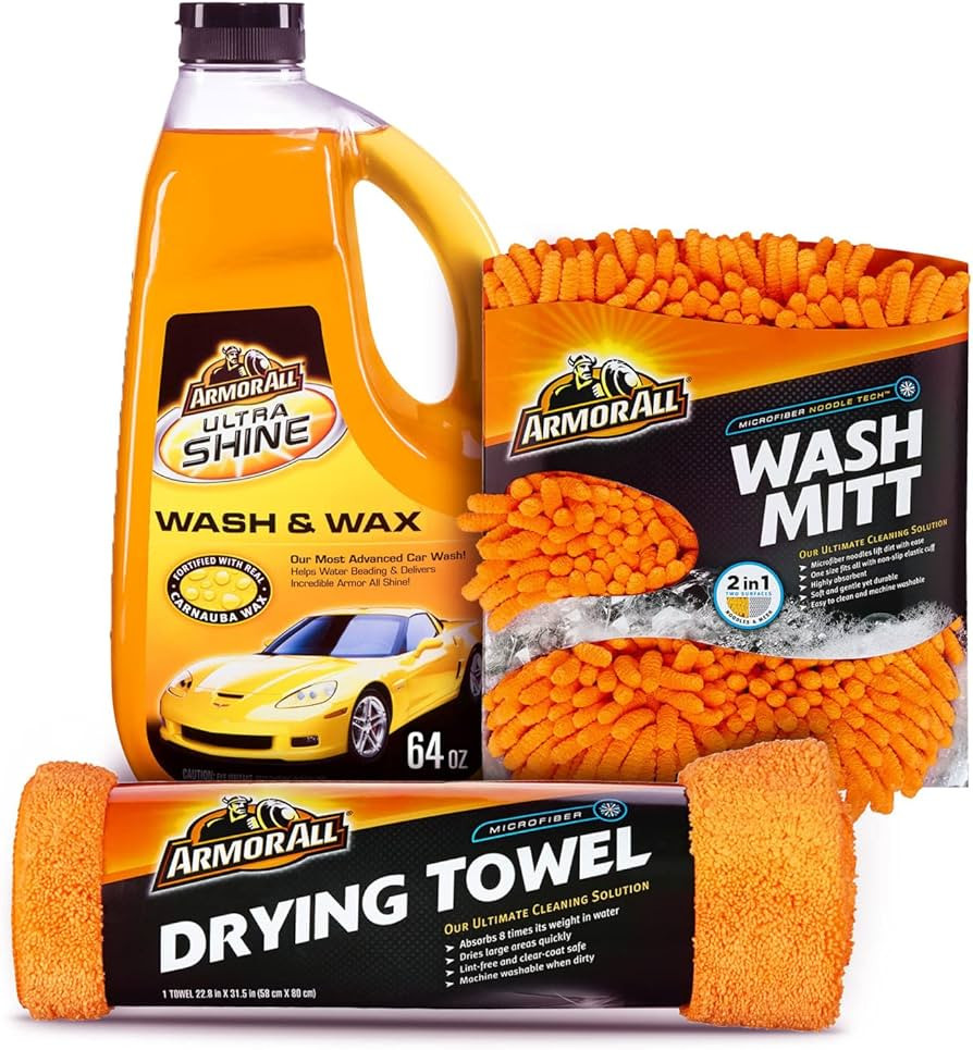 Armor All Car Wash Kit, Includes Car Wash Soap, Wash Mitt & Microfiber Towel (3 Piece Kit) | Amazon (US)