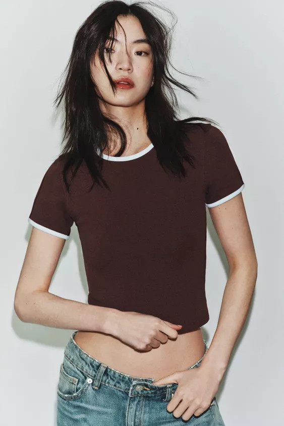 CONTRAST TRIM T-SHIRT | Zara UK