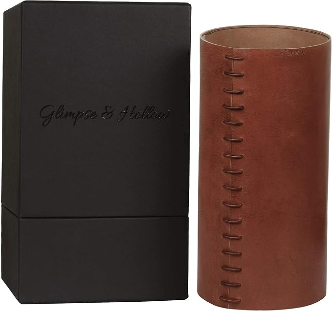 Glimpse & Hollow Leather Vase - Farmhouse Fall Decor, Brown Vase, Rustic Vase | Fall Vase, Cute F... | Amazon (US)