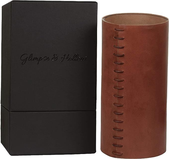 Glimpse & Hollow Leather Vase - Farmhouse Fall Decor, Brown Vase, Rustic Vase | Fall Vase, Cute F... | Amazon (US)