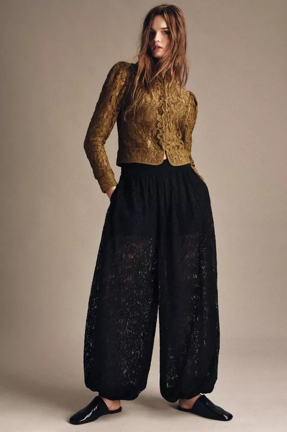 ZW COLLECTION LACE BALLOON PANTS | Zara US