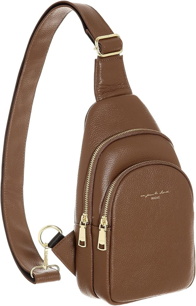 INICAT Small Sling Bag Leather Fanny Packs Fashionable Crossbody Bag Travel Chest Purses for Wome... | Amazon (US)