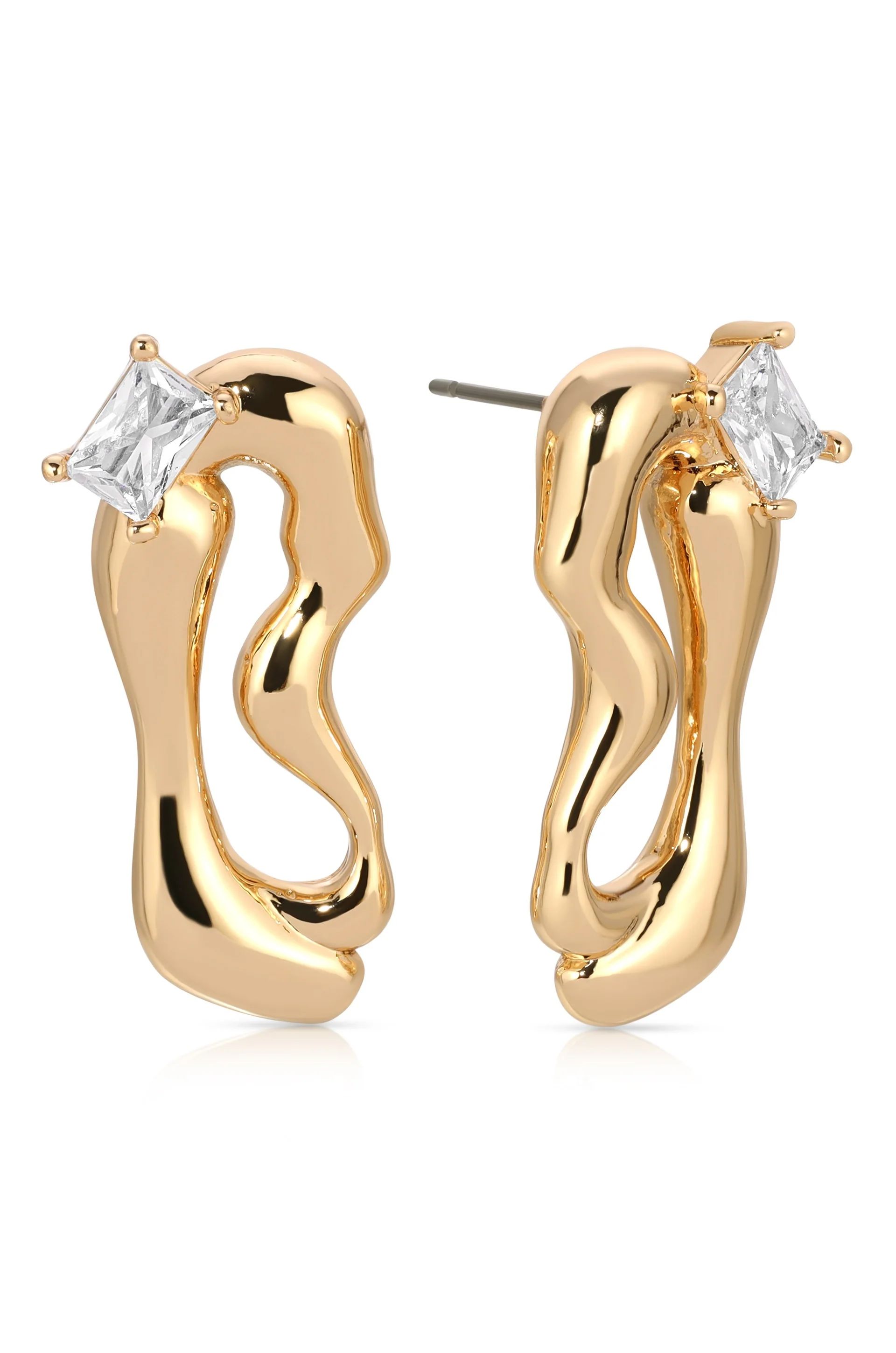 Organic 18k Gold Plated Winding Crystal Earrings | Ettika