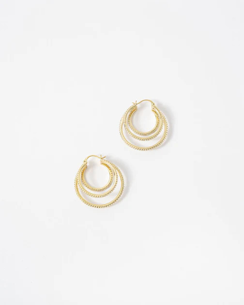 Caprice Triple Crystal Hoops - Gold | VICI