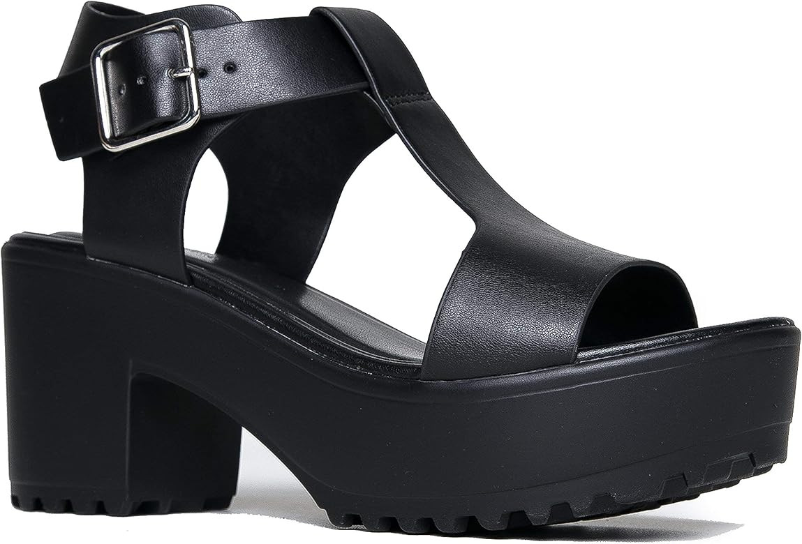 J. Adams Corby Platform Sandals for Women - T-Strap Chunky Mid Heel Sandal | Amazon (US)