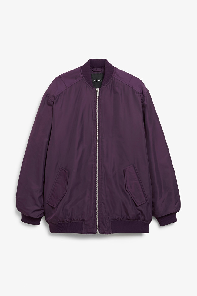 Dark purple oversized bomber jacket | Monki