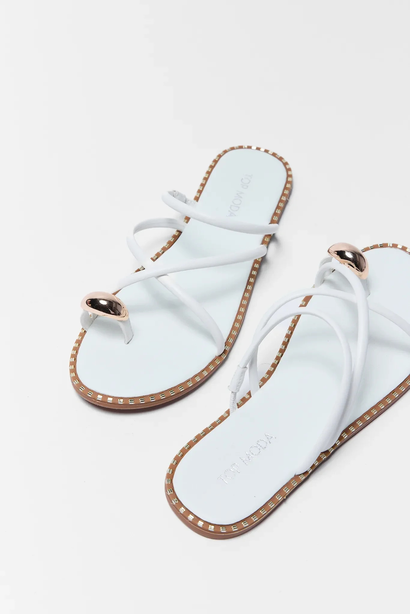 Mickie White Studded Sandals | Avara