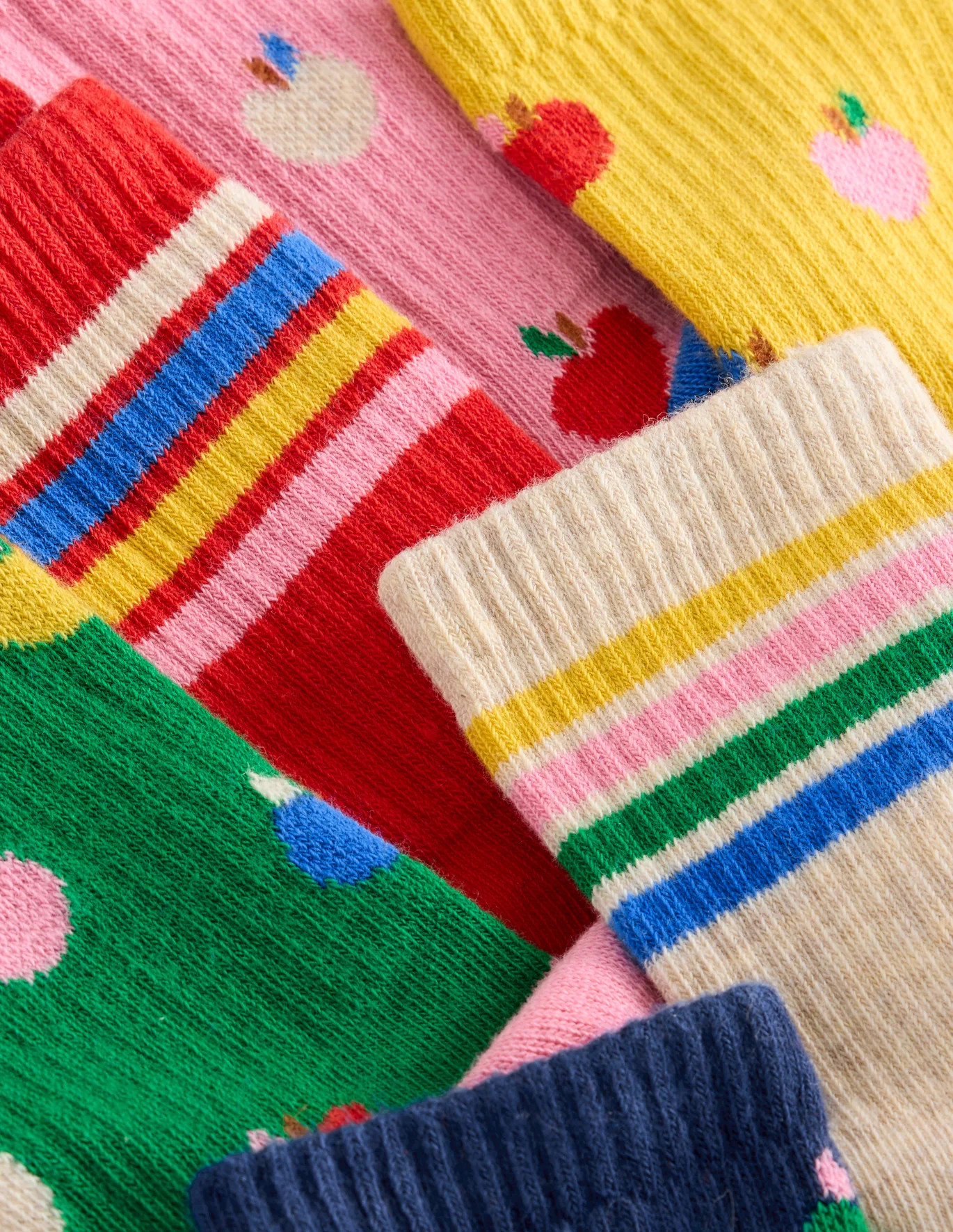 Ribbed Socks 7 Pack - Multi Apples | Boden US | Boden (US)