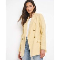 Yellow Linen Double Breasted Blazer | JD Williams (UK)
