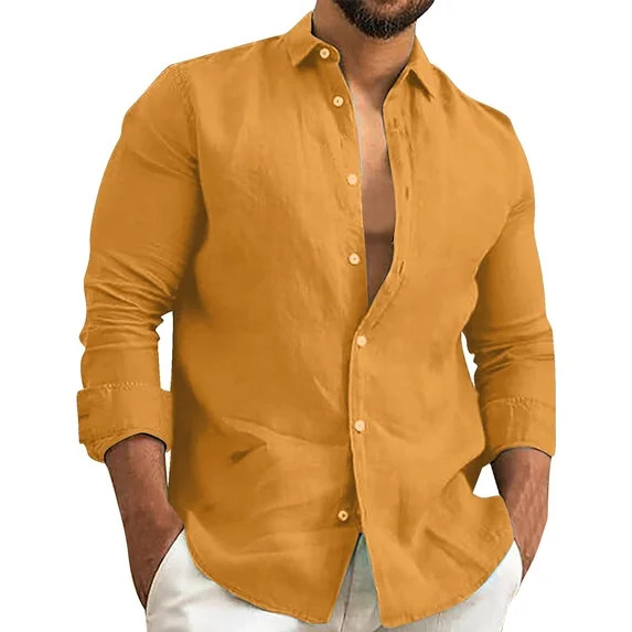 Mens Casual Button Down Shirts Long Sleeve Chambray Shirts Fashionable Casual Comfortable Trendy ... | Walmart (US)