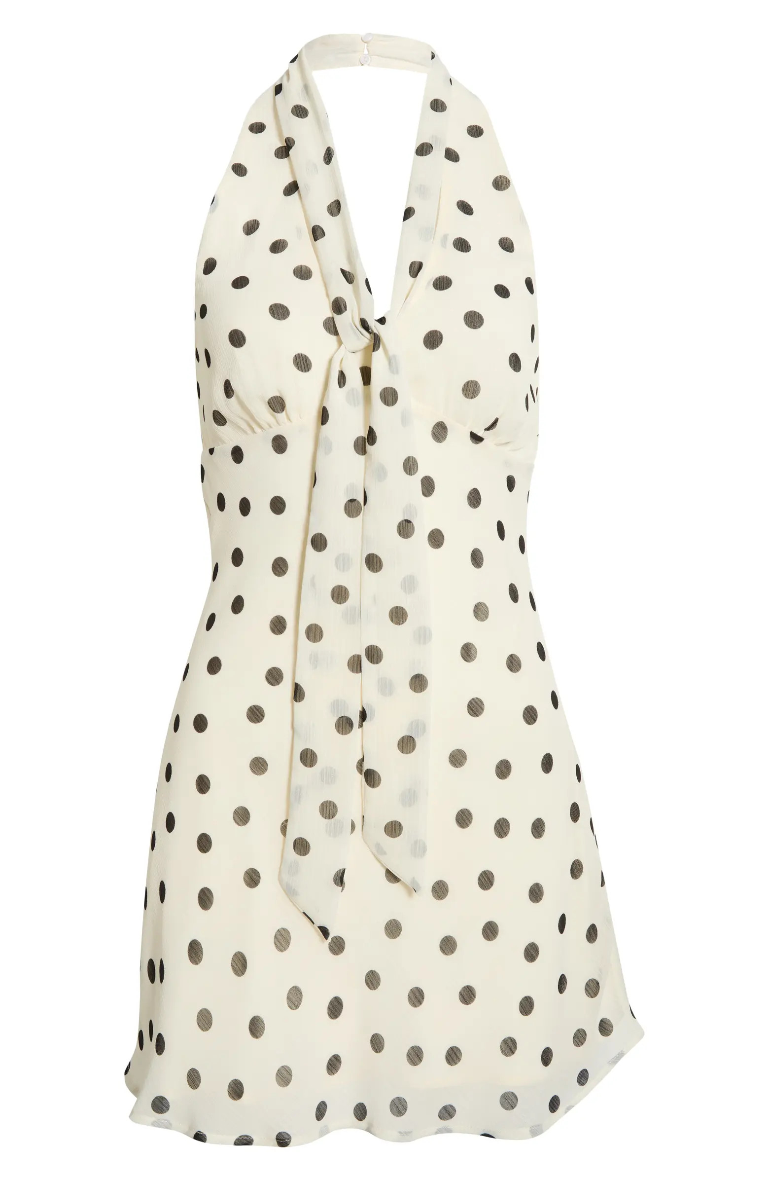 All in Favor Polka Dot Halter Neck Minidress | Nordstrom | Nordstrom