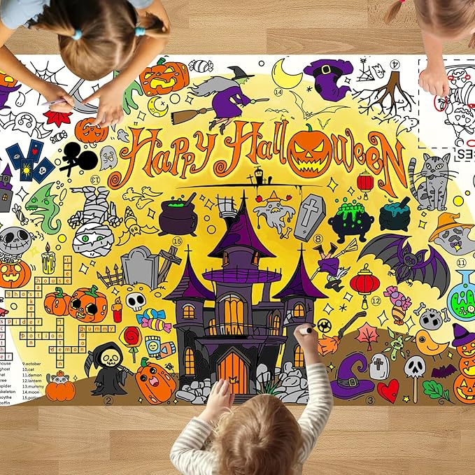 PADTIC Halloween Coloring Poster, 35x72 inches Large Coloring Tablecloth, DIY Pumpkin/Ghost Craft... | Amazon (US)