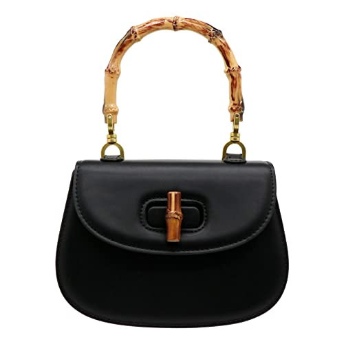 Womens Tote Bag,Bamboo Shaped Top Handle Satchel Crossbody (black) | Amazon (US)