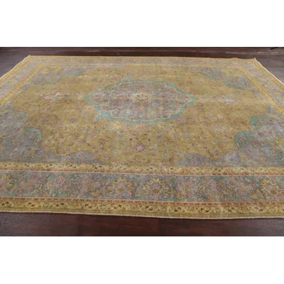 One-of-a-Kind Hand-Knotted 1960s 9'5" x 12'6" Wool Area Rug in Purple/Yellow/Blue | Wayfair North America