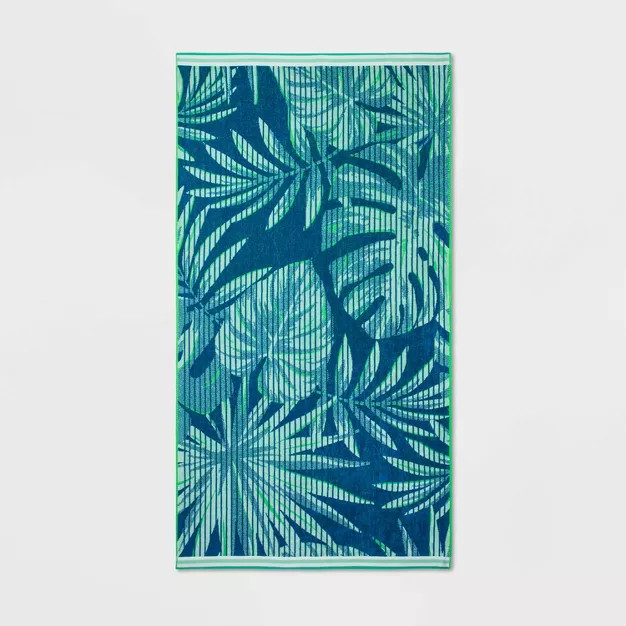 XL Palm Leaves Beach Towel Blue - Sun Squad™ | Target