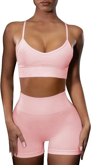 IWEMEK Workout Sets for Women 2 Piece Yoga Oufits Sport Suits Bras High Waisted Yoga Pants Leggin... | Amazon (CA)