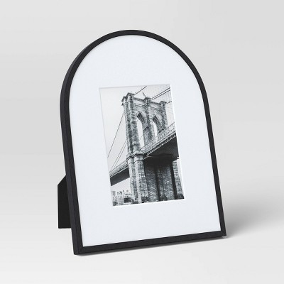 9"x12" Matted to 5"x7" Aluminum Arch Table Frame Black - Threshold™: Modern Half Moon Picture Display, Easel Back | Target