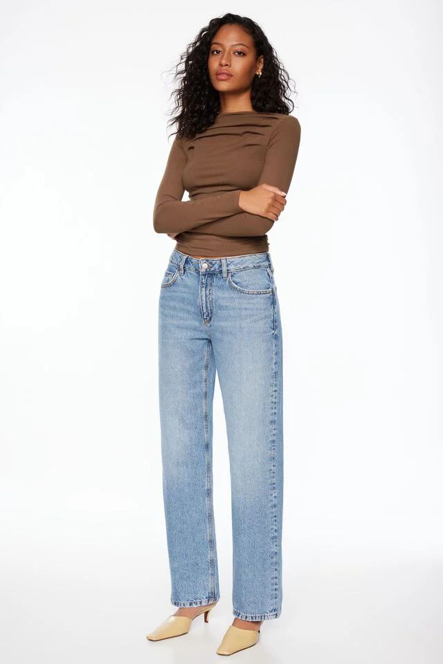 Mika Relaxed Straight Mid Rise Jeans | Dynamite Clothing