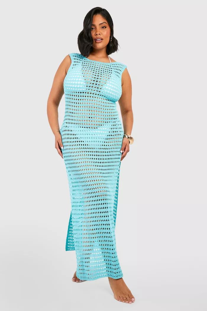Plus Crochet Low Back Maxi Dress | Boohoo.com (US & CA)
