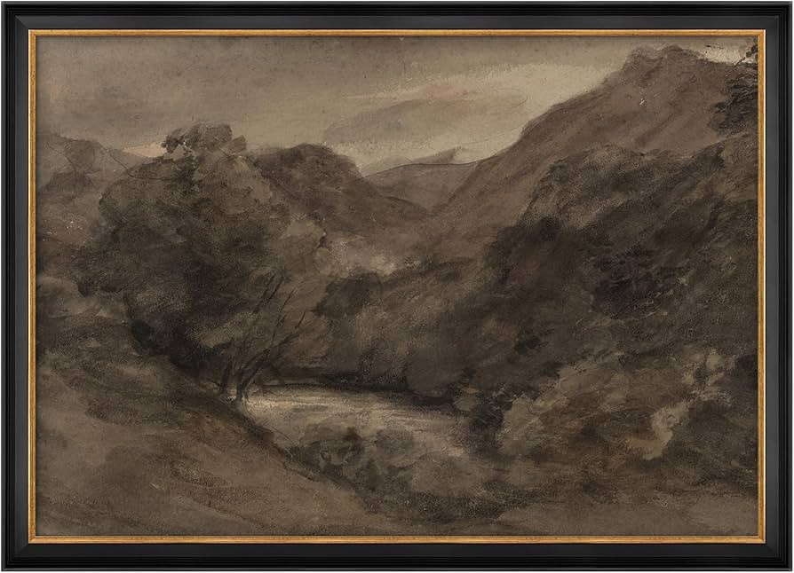 MUDECOR Premium Framed Wall Art Moody Landscape with River and Hills Illustrations Impressionism ... | Amazon (US)