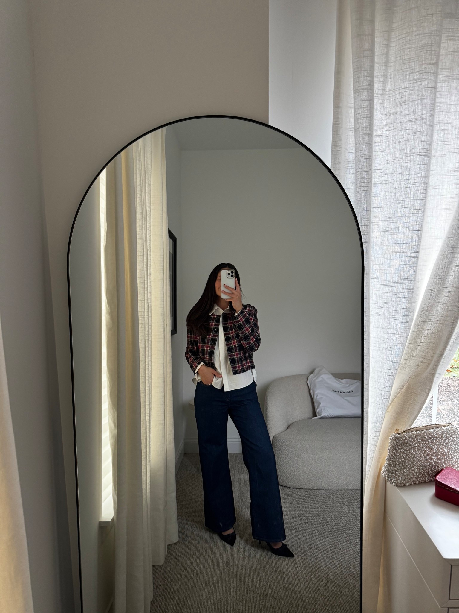 Wearing petite denim from Jcrew, run true to size. The blazer is currently on sale!