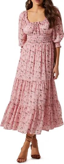Floral Smocked Waist Midi Dress | Nordstrom