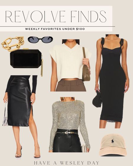 Revolve favorites under $100! Chic, neutral fashion finds to add to your closet right now… all affordable staple pieces! 

#revolve #chicstyle #holidaystyle

Revolve fashion finds. Revolve finds under $100. Faux leather midi skirt. Sequin top. Holiday outfit ideas. Sequin holiday blouse. LBD under $100. Black clutch. Wedding guest accessories. Gold chunky link bracelet. Trendy sunglasses. Polo baseball cap. Chic style. How to look chic this fall  

#LTKstyletip #LTKfindsunder100 #LTKSeasonal