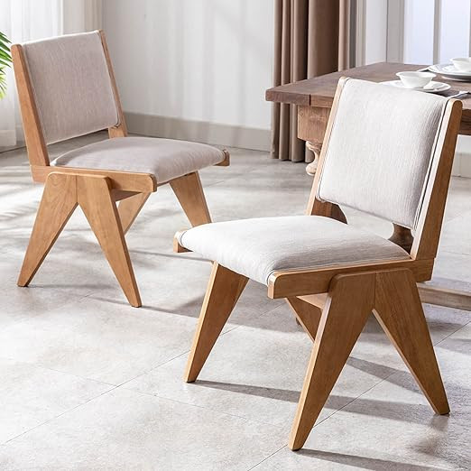 VESCASA Linen Upholstered Dining Chairs with Cushion Back, Mid-Century Modern Padded Dining Chair... | Amazon (US)