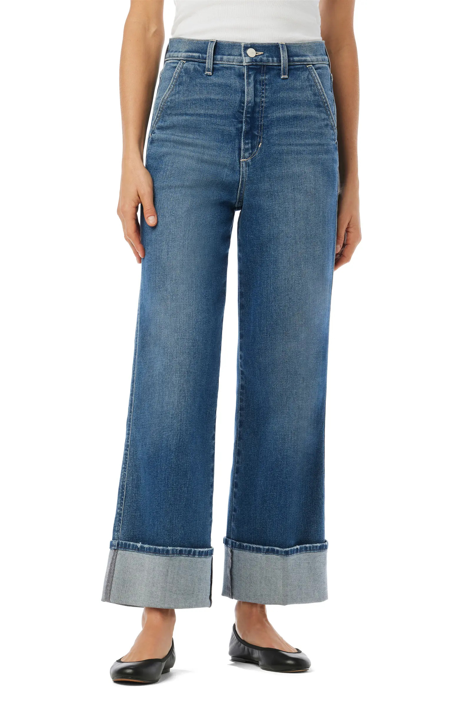 The Trixie Cuffed High Waist Wide Leg Trouser Jeans | Nordstrom Rack