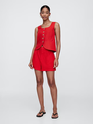 Linen-Blend Pleated Shorts | Gap Factory