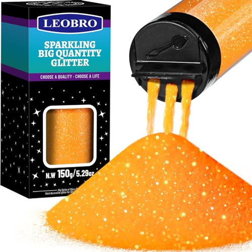 LEOBRO Orange Glitter, 150g/5.29oz Iridescent Orange Fine Glitter, Craft Glitter for Resin, Crafts, Tumbler, DIY Party Decorations | Amazon (US)