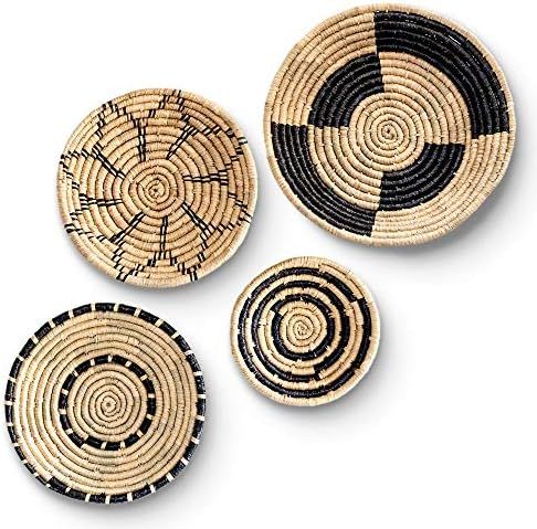 Large Boho Woven Wall Basket Decor - Set of Four – Handmade Wall Art made from Natural Seagrass... | Amazon (US)