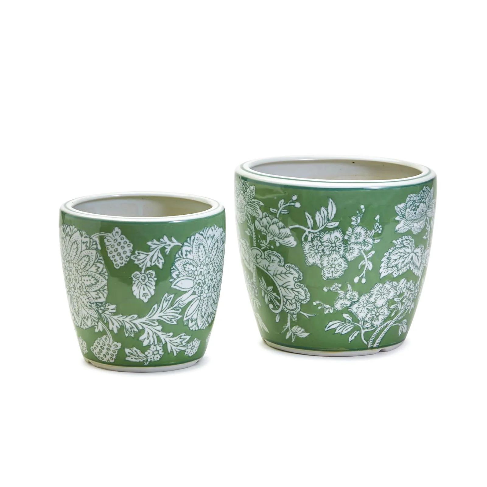 Green Floral Pot - Set of 2 | Brooke and Lou