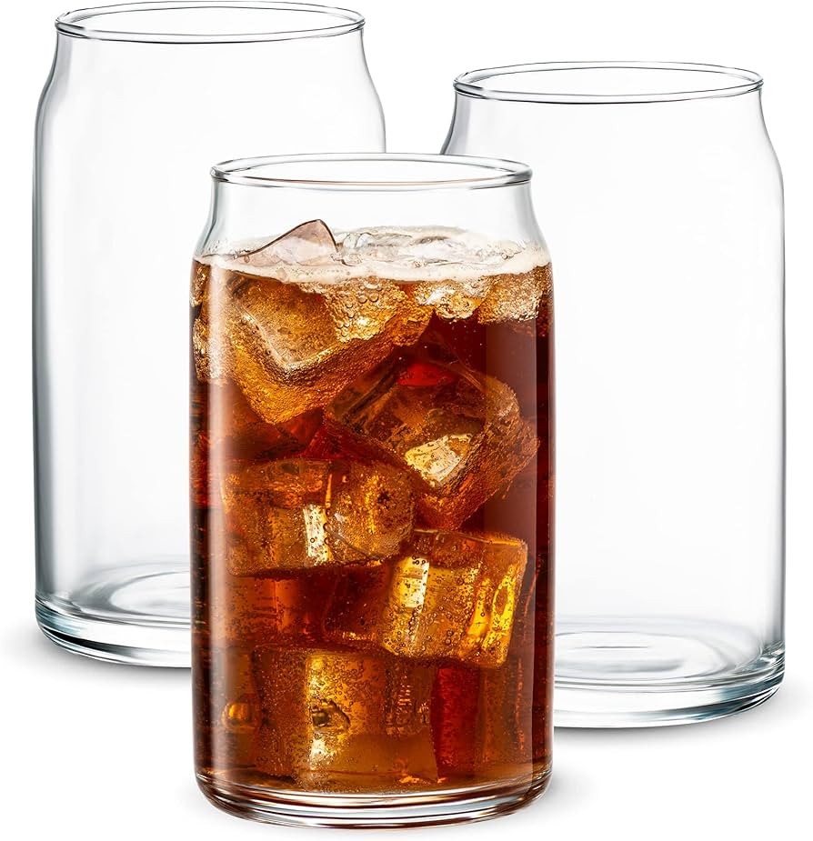 [6 Pack] 16 oz. Glass Can Shaped Cups Beer & Coffee Tumbler Glasses | Amazon (US)