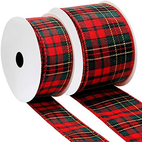 Gingham Ribbon Wired Edge Plaid Ribbon Buffalo Checked Ribbon Cambridge Wired Plaid Ribbon for Ch... | Amazon (US)