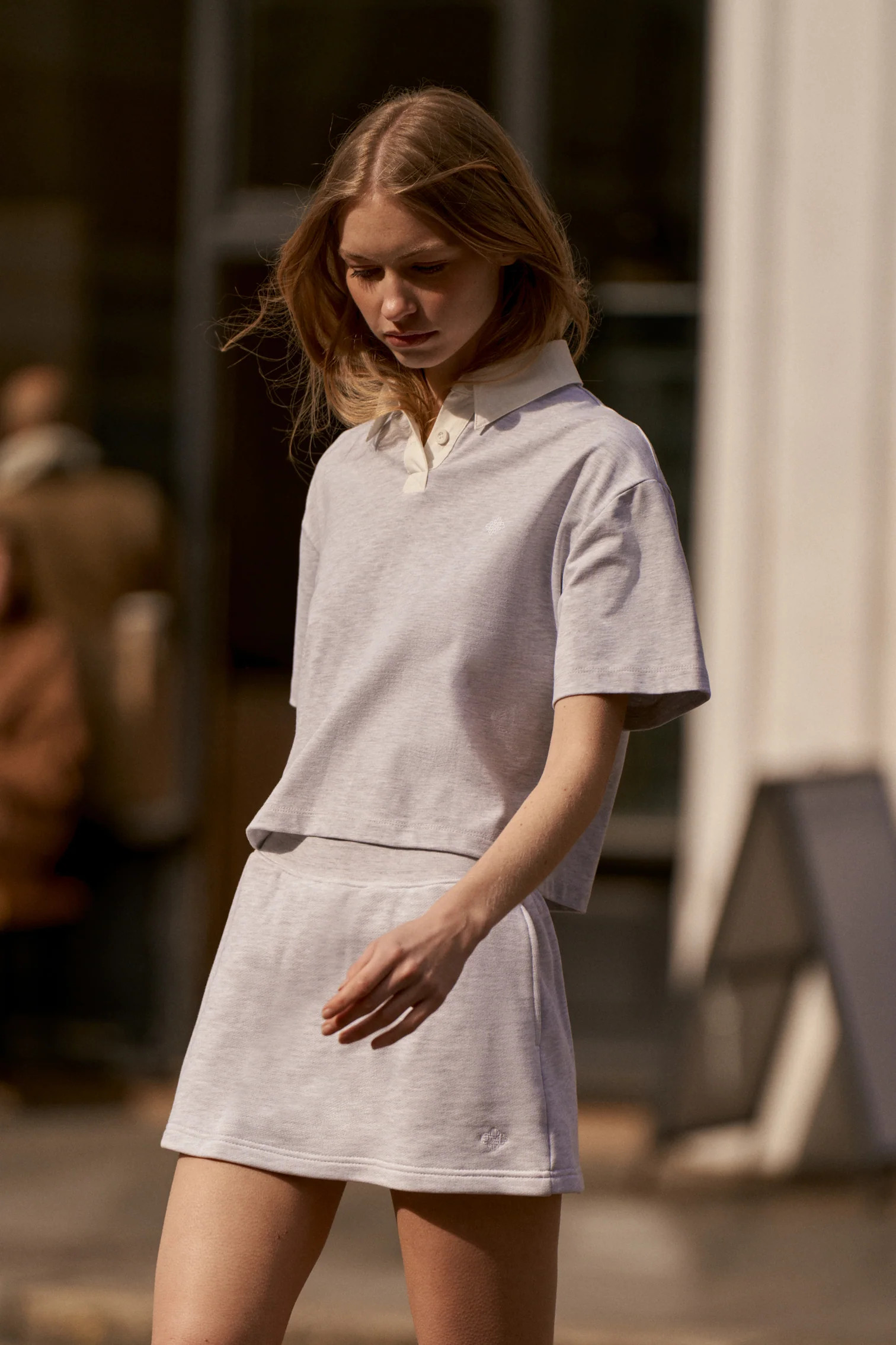 EMBLEM POLO TEE - GREY MARL | The Couture Club
