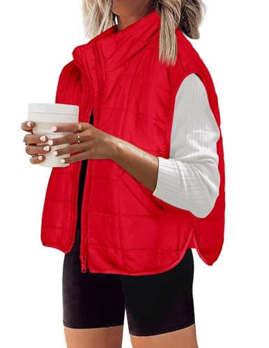 Zeagoo Womens Puffer Vest Ladies Sleeveless Zip Up Outerwear Warm Puffer Lightweight Down all Win... | Amazon (US)