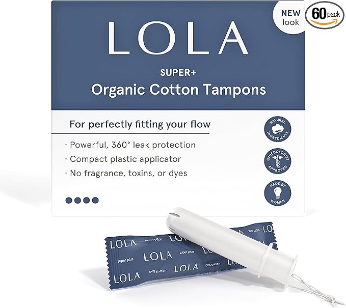 LOLA Organic Cotton Tampons, 60 Count - Super Plus Tampons, Period Feminine Hygiene Products, HSA... | Amazon (US)