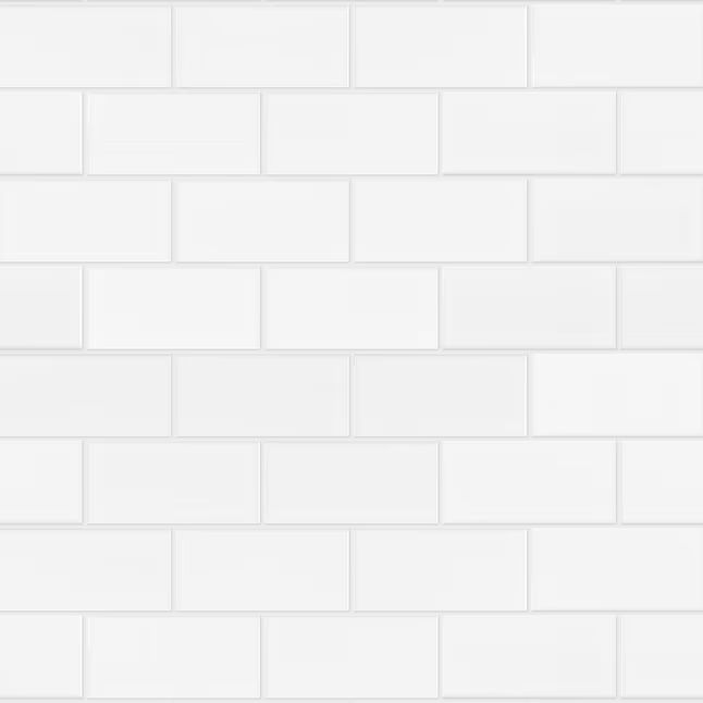 Satori Hudson Brilliant White Glossy 12-in x 12-in Glossy Porcelain Brick Wall Tile (0.74-sq. ft/... | Lowe's